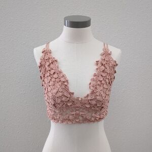 Floral Lace Bralette - Pink